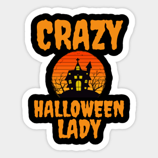 Crazy Halloween Lady Sticker